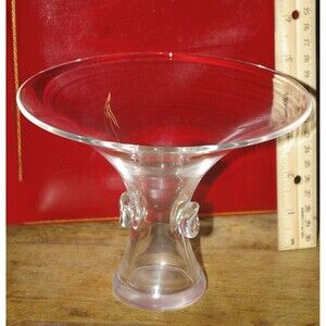 Steuben Crystal Bouquet Vase Mid Century Thumbprint Art Deco